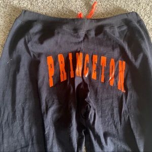 Princeton Black Sweatpants Orange Print Back Drawstring Large